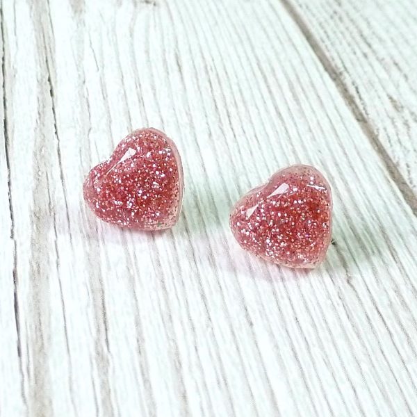 Taupe Pink heart studs