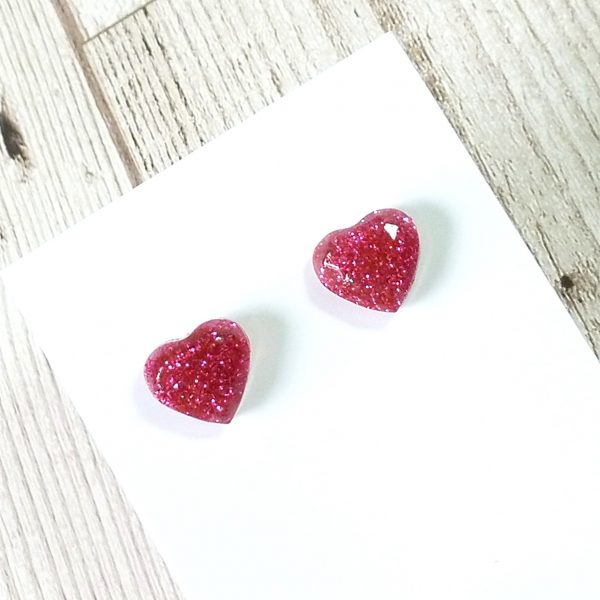 Hot Pink heart studs on card