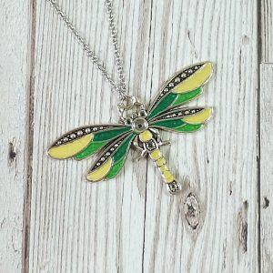 lemon and green dragonfly pendant