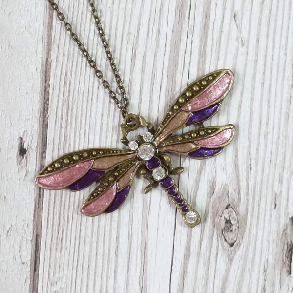 Rose Gold and Purple Dragonfly pendant