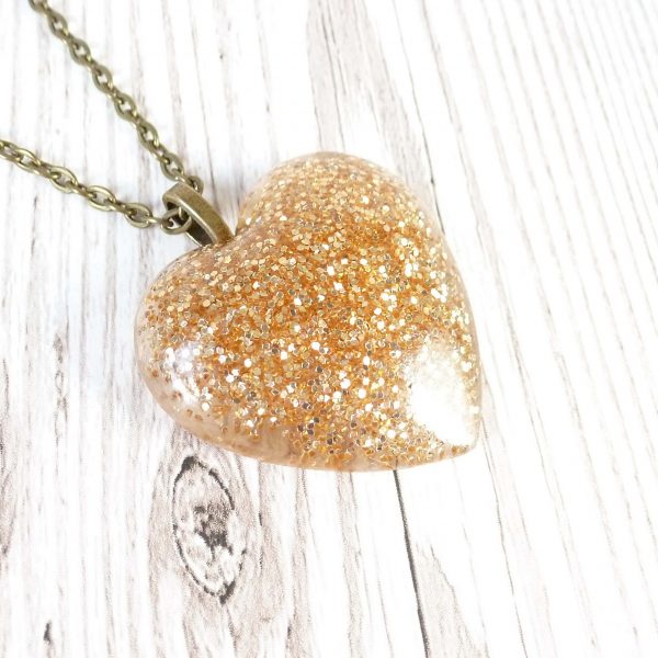 Large Flake Gold Heart Pendant view 2