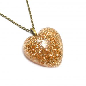 Large Flake Gold heart pendant view 1