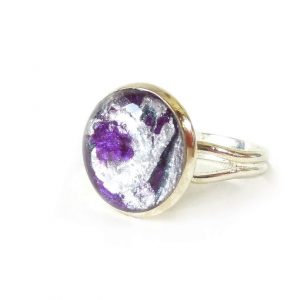Silver Purple Swirls Ring