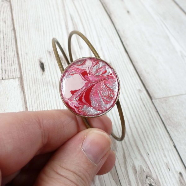pink silver swirls bracelet 1