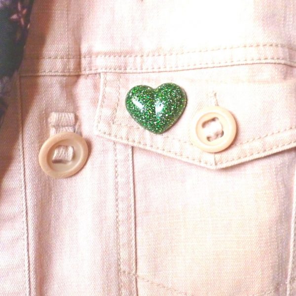 Green Heart Pin on Jacket