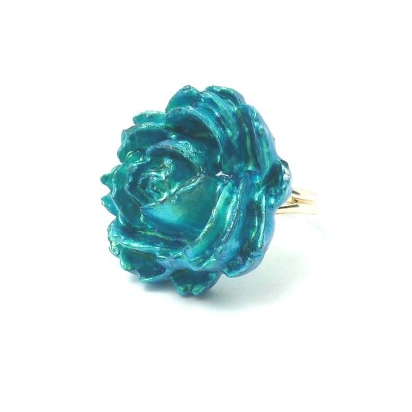 Turquoise Rose Ring silver band