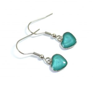 Turquoise Steel Heart Dangle Earrings