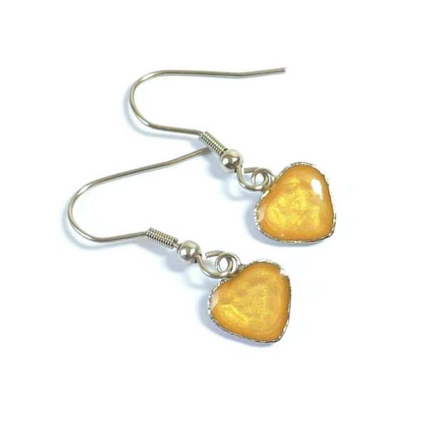 Yellow Steel Heart Dangle Earrings