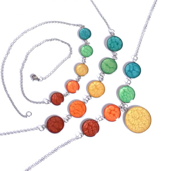 3 sizes of rainbow necklaces