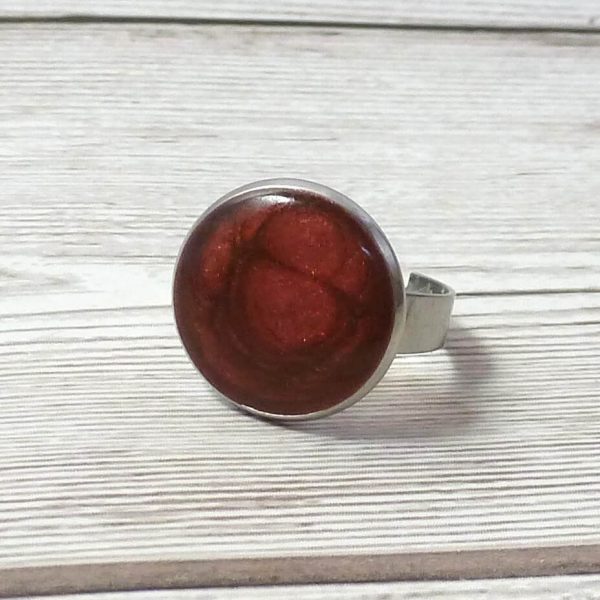 18mm Red Enamel and Steel Ring img1