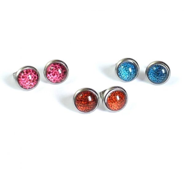 10mm blue pink red studs on white