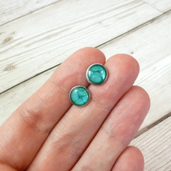 10mm turquoise steel studs on hand