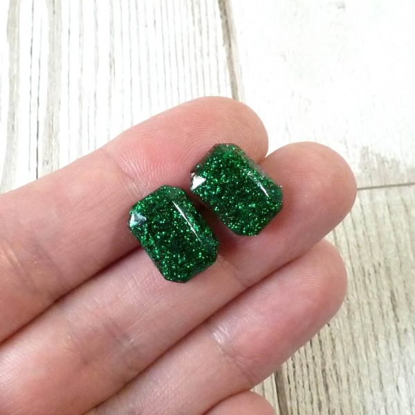 Green Small Octagon Studs on hand