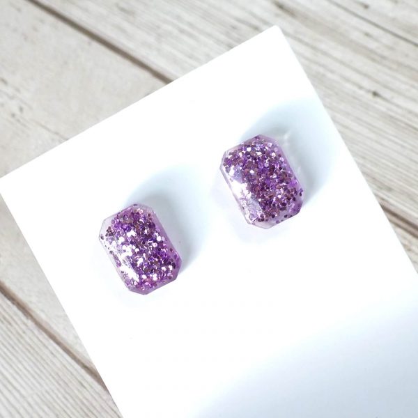 Lilac Small Octagon Studs