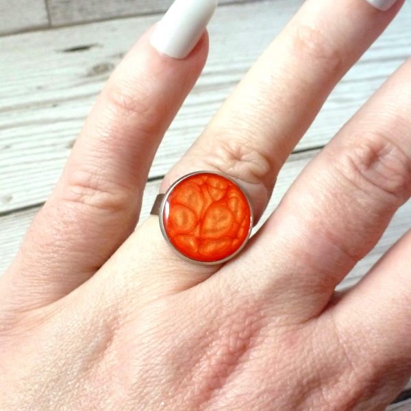 Orange 18mm Steel ring on hand