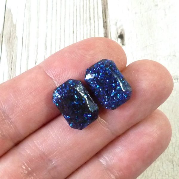 blue Small Glitter Studs on hand