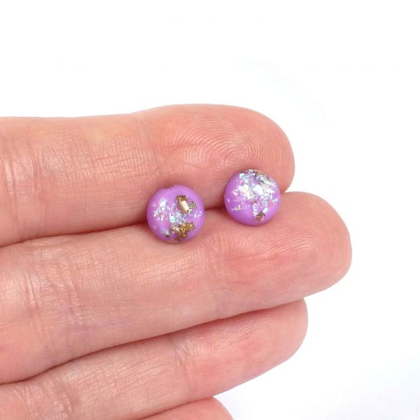 lilac foil filled studs on hand