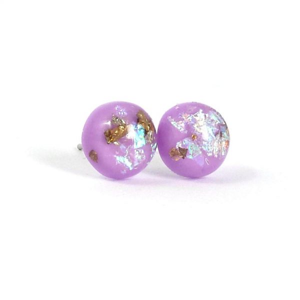lilac foil filled studs on white