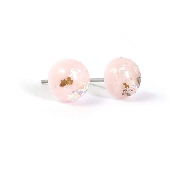 pink foil filled studs on white img2