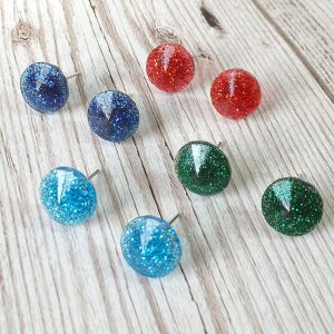 Circular Glitter Studs in Primary Colours