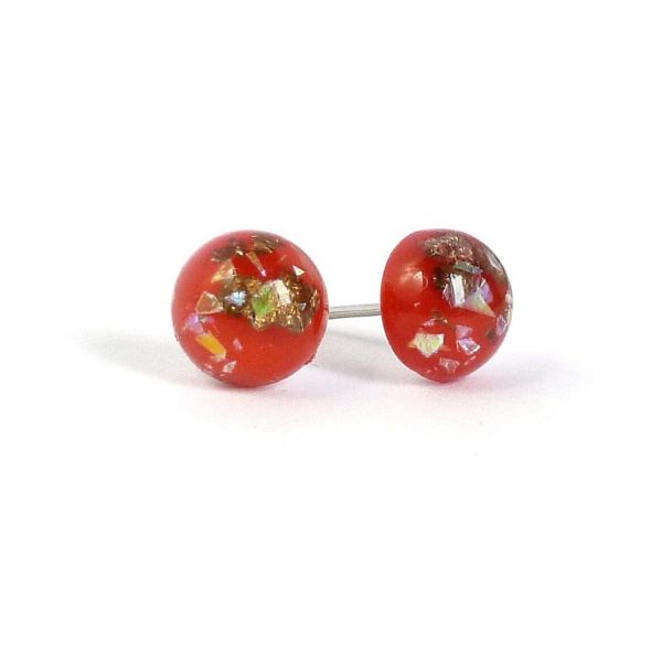 red foil filled studs on white