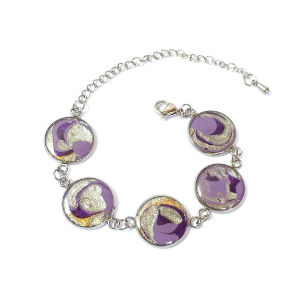 Purple and silver swirls bracelet