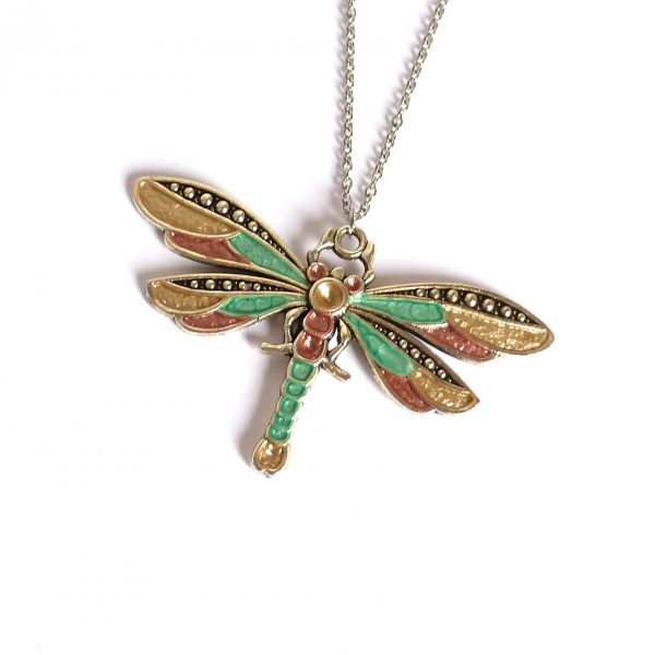 gold rose and emerald dragonfly on white